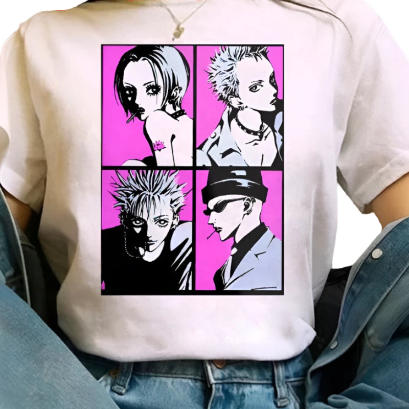 Japanese Anime Woman T-shirts Nana Osaki T Shirt Women Kawaii Nana Graphic Tees Harajuku Summer Top Cartoon Unisex Tshirt Female