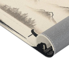 Japanese Art Distinct Area Rug with Serene Ink Landscape