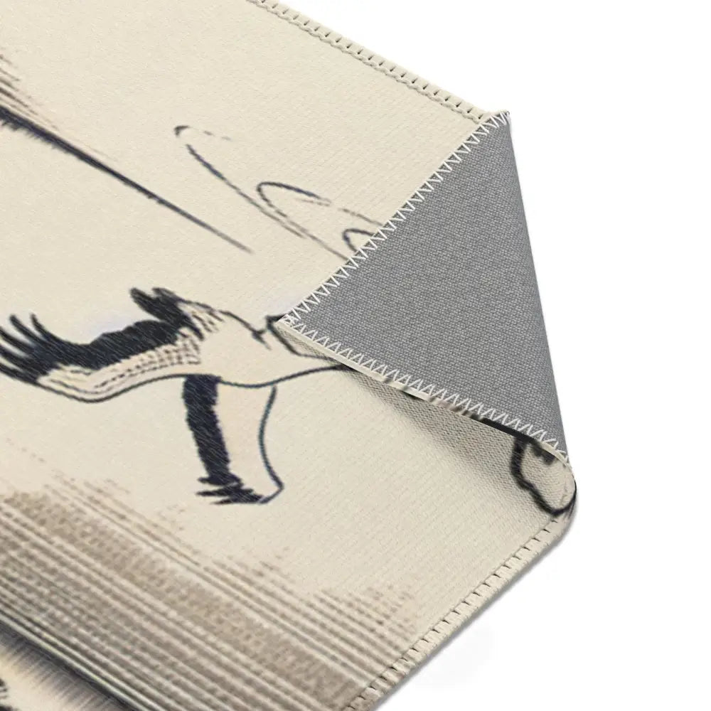 Japanese Art Distinct Area Rug with Serene Ink Landscape