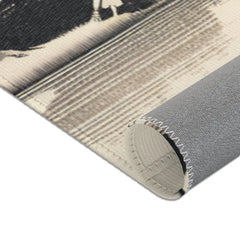 Japanese Art Distinct Area Rug with Serene Ink Landscape