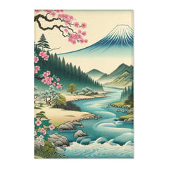 Japanese Art-Inspired Area Rug with Cherry Blossom Tree