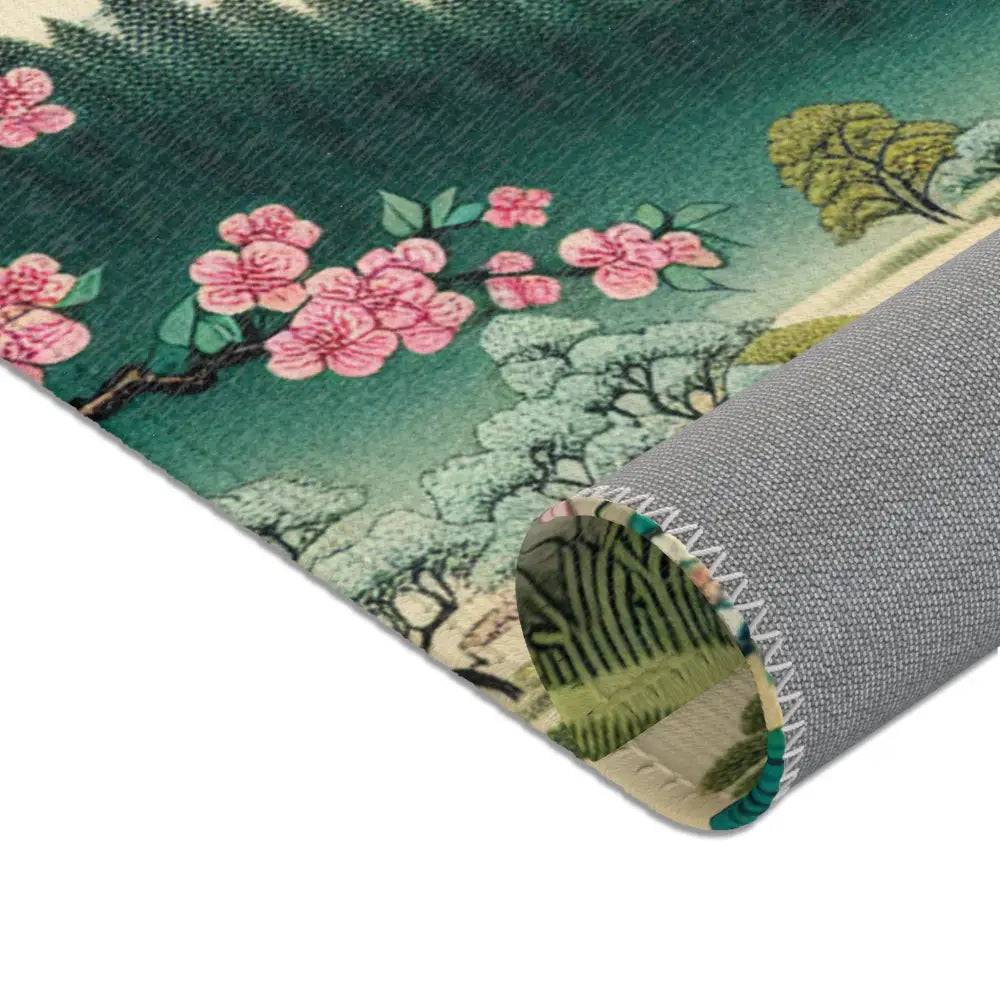 Japanese Art-Inspired Area Rug with Cherry Blossom Tree