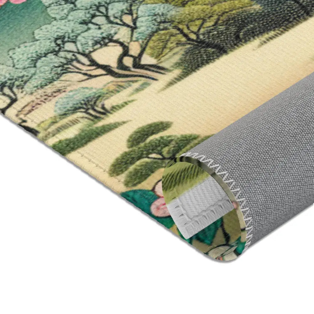 Japanese Art-Inspired Area Rug with Cherry Blossom Tree