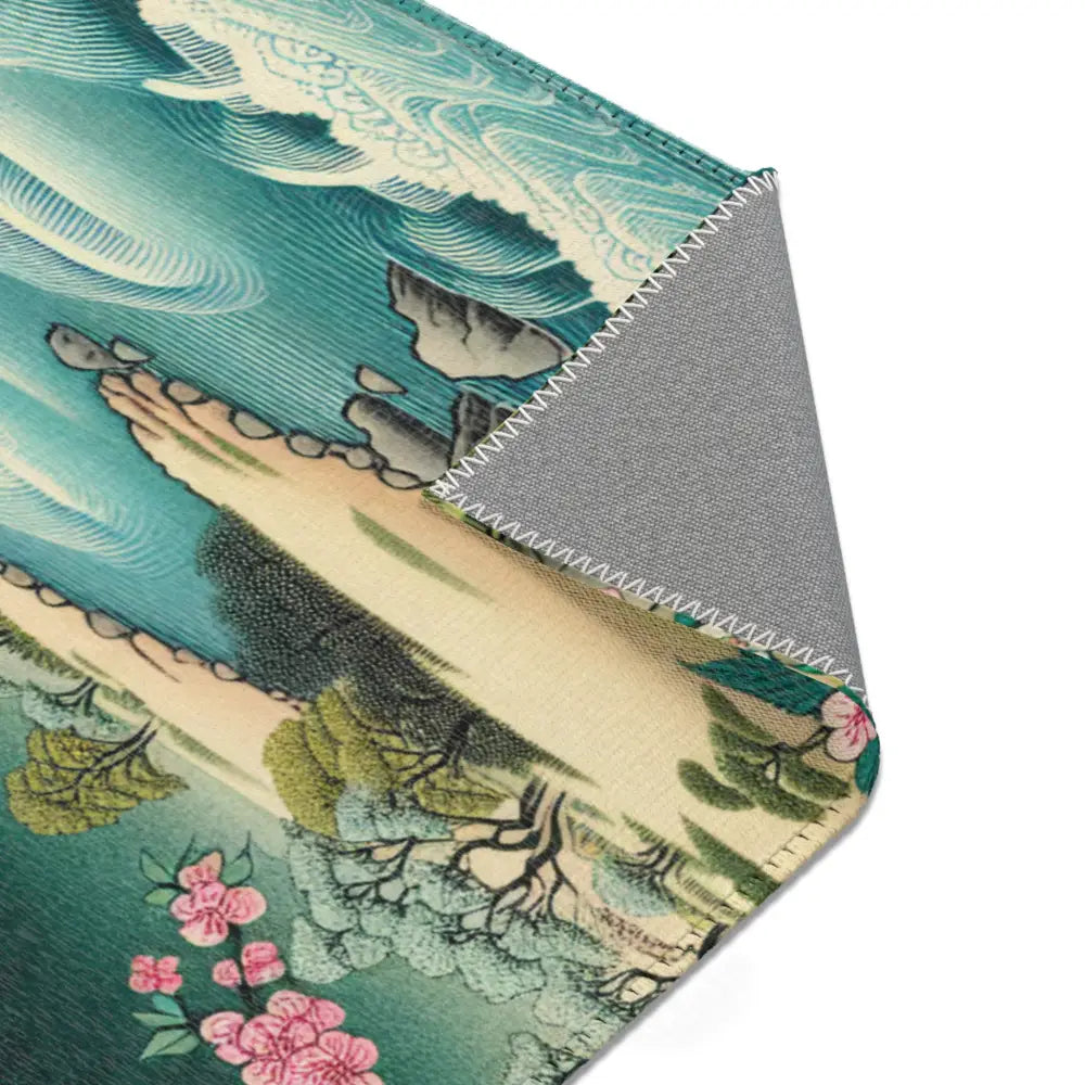 Japanese Art-Inspired Area Rug with Cherry Blossom Tree