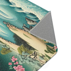 Japanese Art-Inspired Area Rug with Cherry Blossom Tree