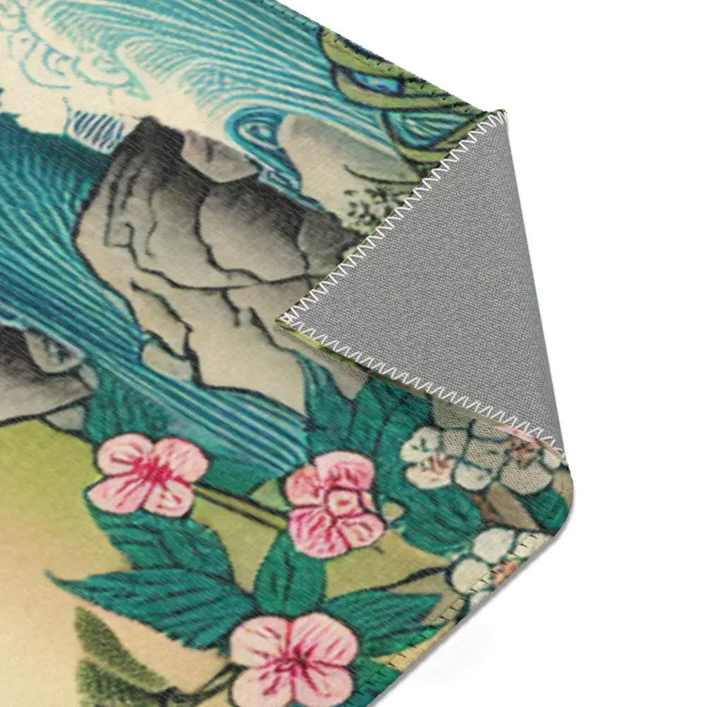 Japanese Art-Inspired Area Rug with Cherry Blossom Tree