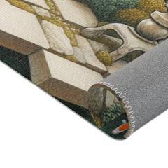 Japanese Art Inspired Area Rug with Cherry Blossoms and Koi
