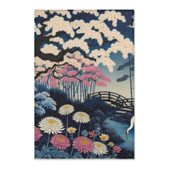 Japanese Art-Inspired Area Rug with Sakura