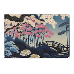 Japanese Art-Inspired Area Rug with Sakura