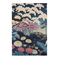 Japanese Art-Inspired Area Rug with Sakura