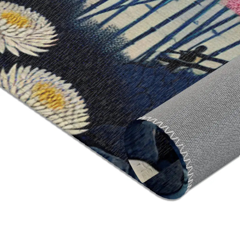 Japanese Art-Inspired Area Rug with Sakura