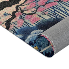 Japanese Art-Inspired Area Rug with Sakura