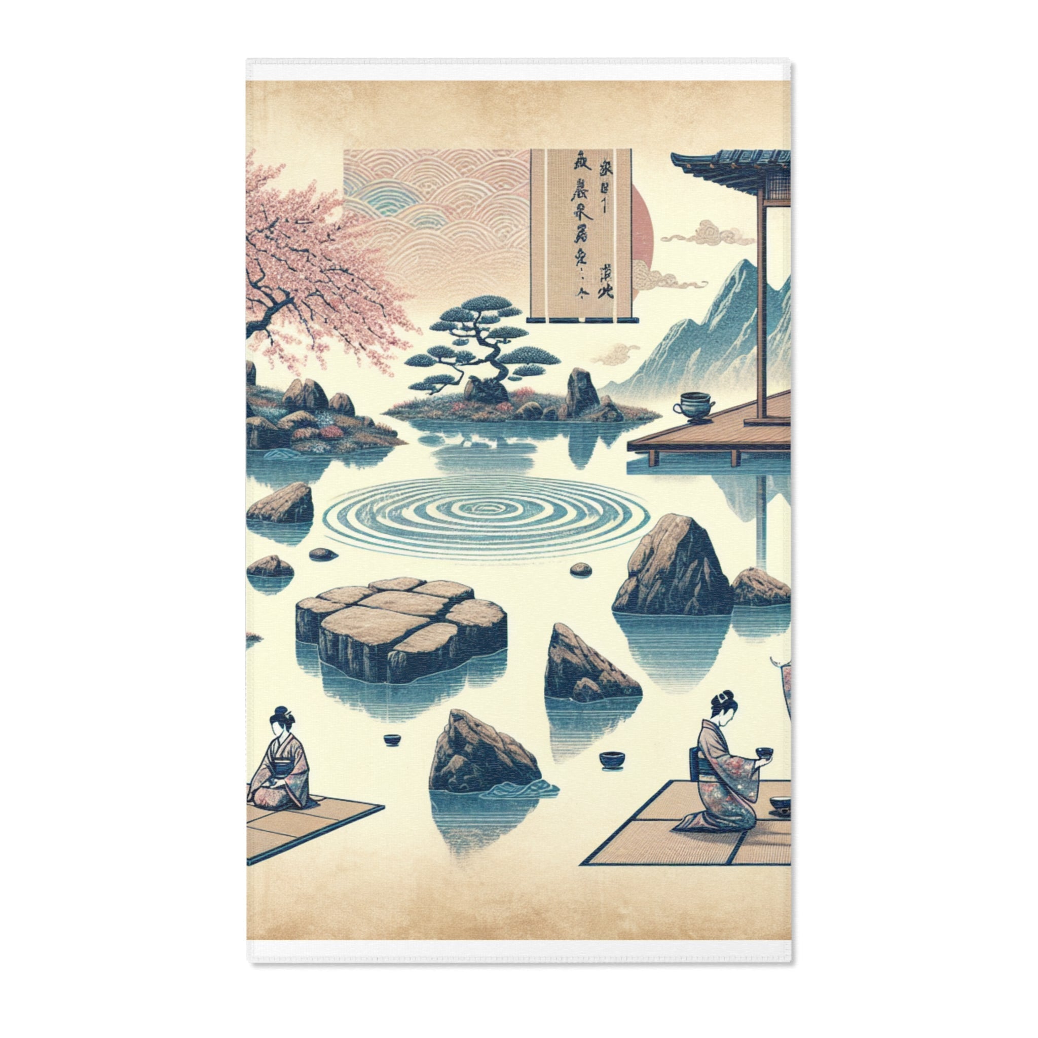 Japanese Art-Inspired Area Rug with Zen Garden Design 36’’