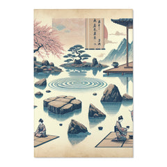 Japanese Art-Inspired Area Rug with Zen Garden Design 48’’
