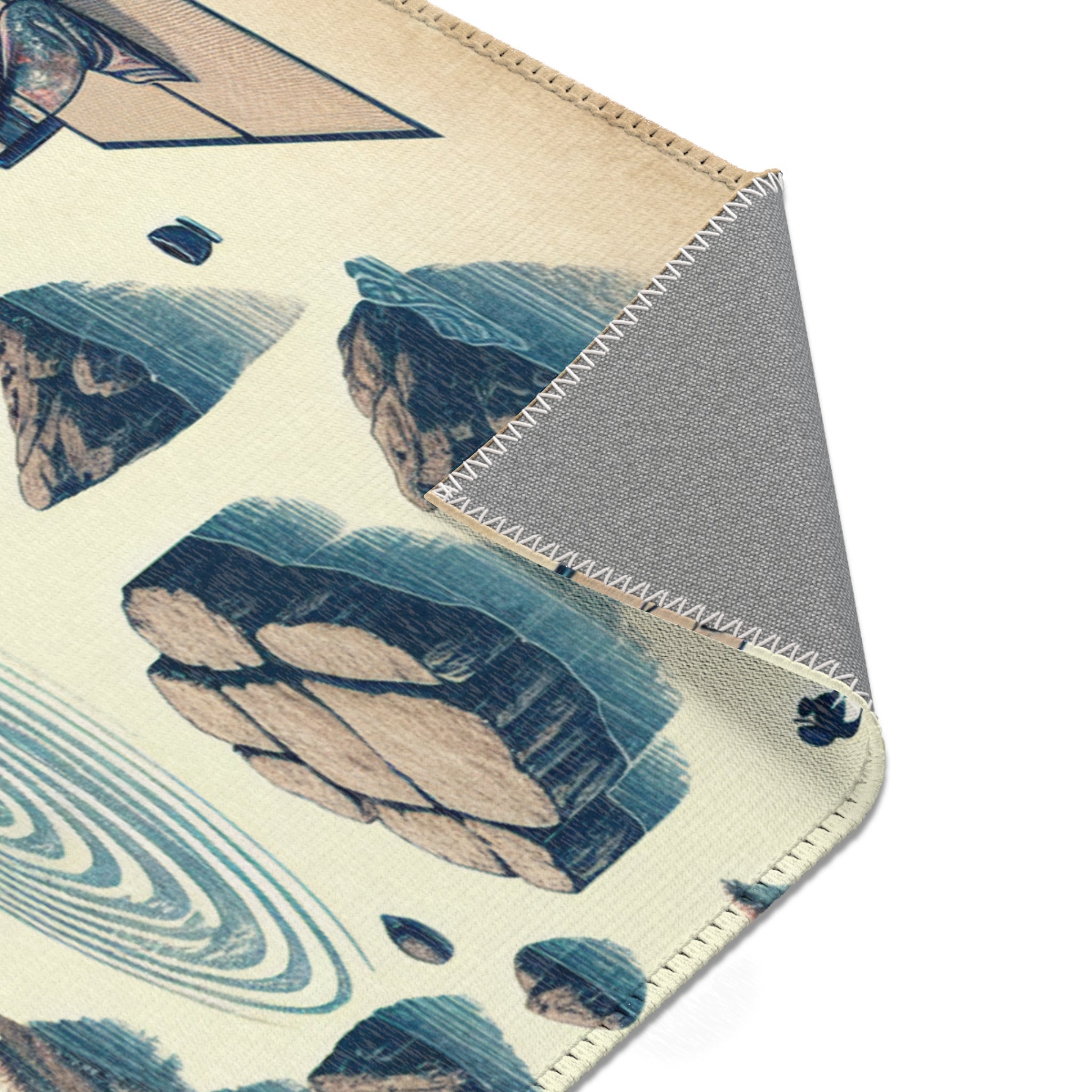 Japanese Art-Inspired Area Rug with Zen Garden Design