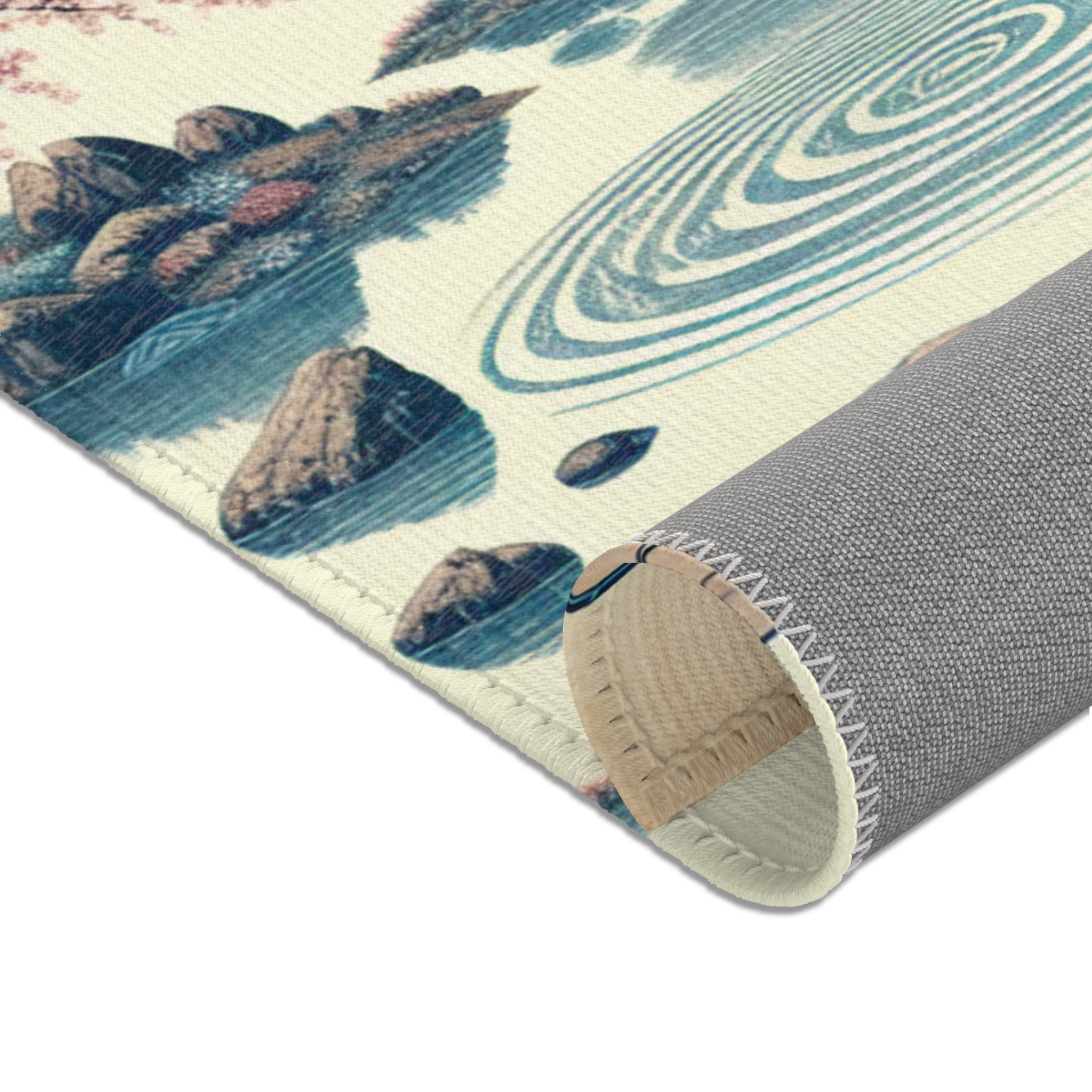 Japanese Art-Inspired Area Rug with Zen Garden Design