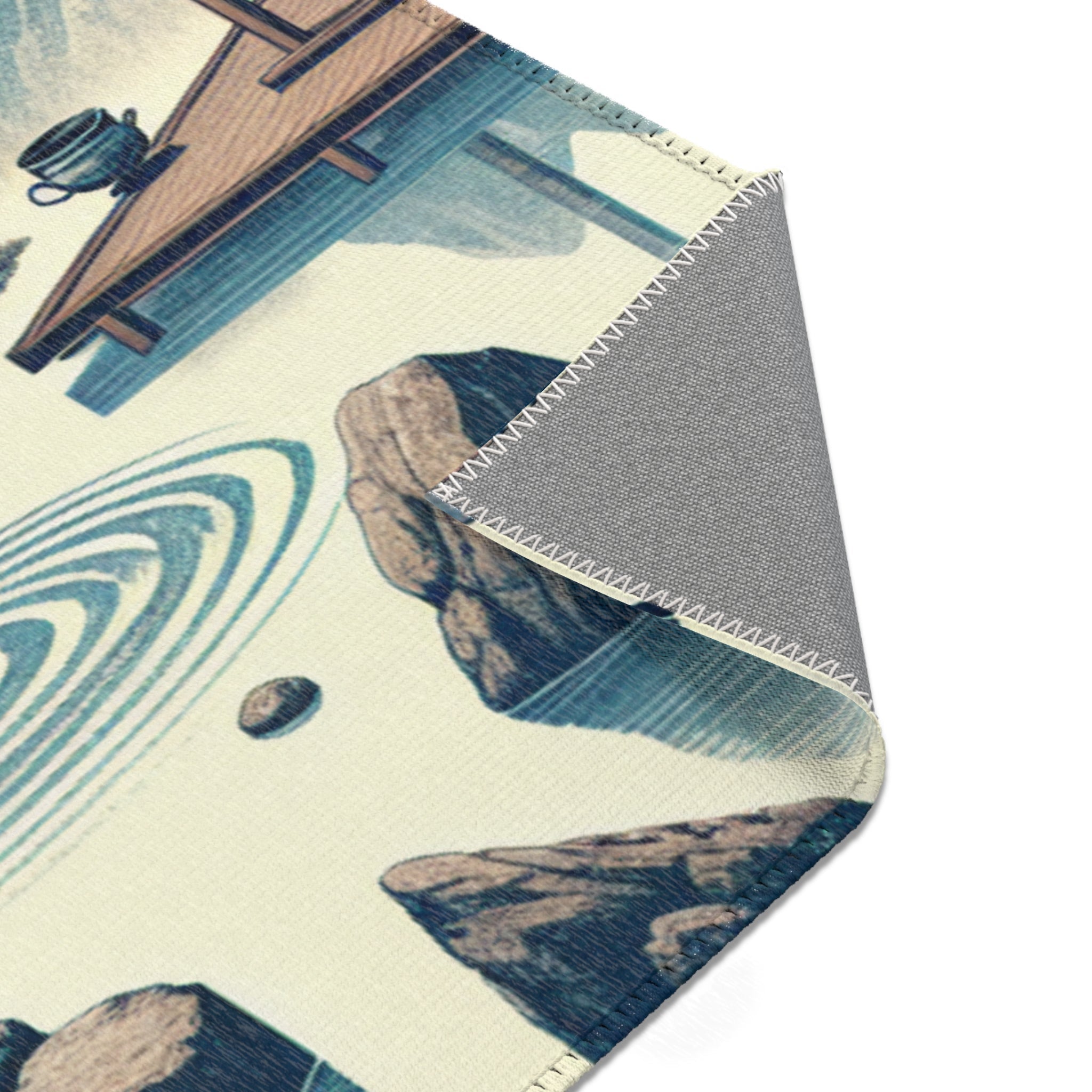 Japanese Art-Inspired Area Rug with Zen Garden Design