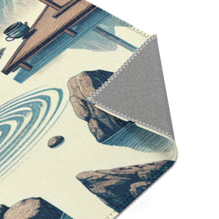 Japanese Art-Inspired Area Rug with Zen Garden Design