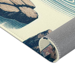 Japanese Art-Inspired Area Rug with Zen Garden Design