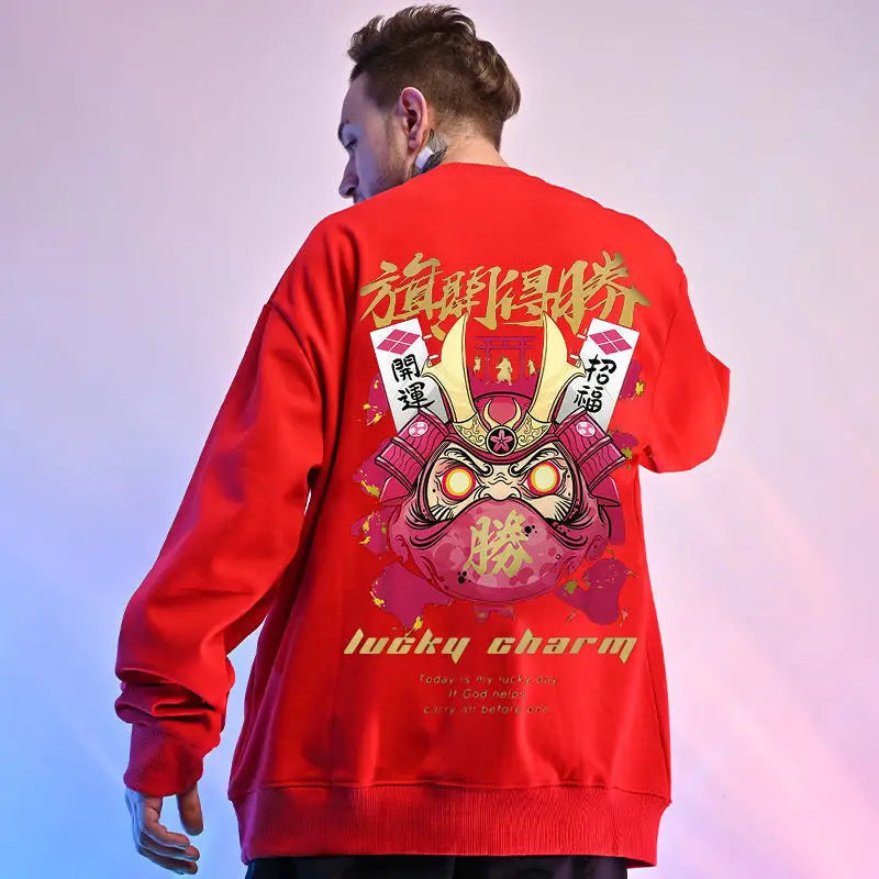 Japanese Collection Long-Sleeved Loose Sweatshirt C / Red