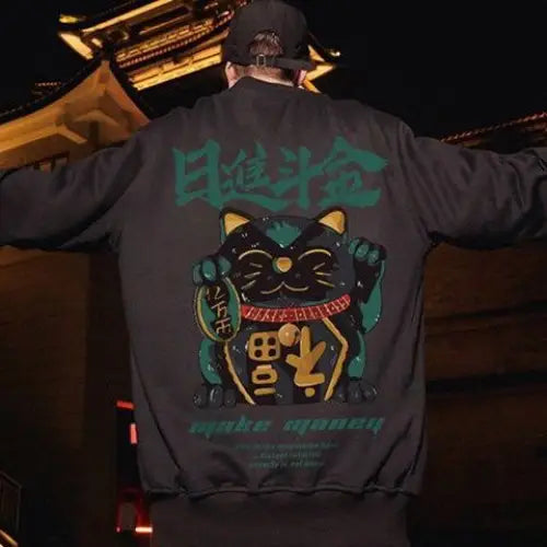 Japanese Collection Long-Sleeved Loose Sweatshirt D / Grey