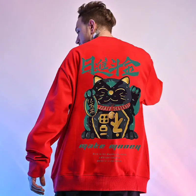 Japanese Collection Long-Sleeved Loose Sweatshirt F / Red