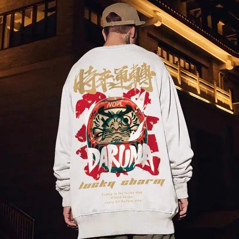 Japanese Collection Long-Sleeved Loose Sweatshirt H / White