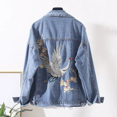 Japanese Crane Denim Jacket - Blue / L