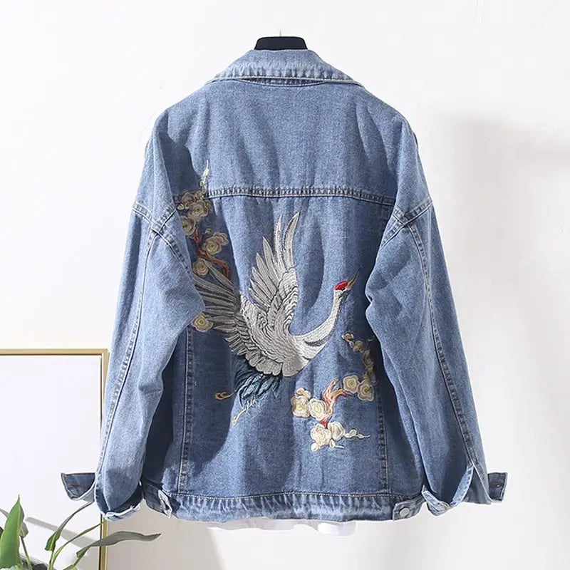Japanese Crane Denim Jacket Classic Fit Blue / L