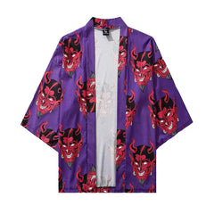 Japanese Demon 3/4 Sleeve Kimono - KIMONO