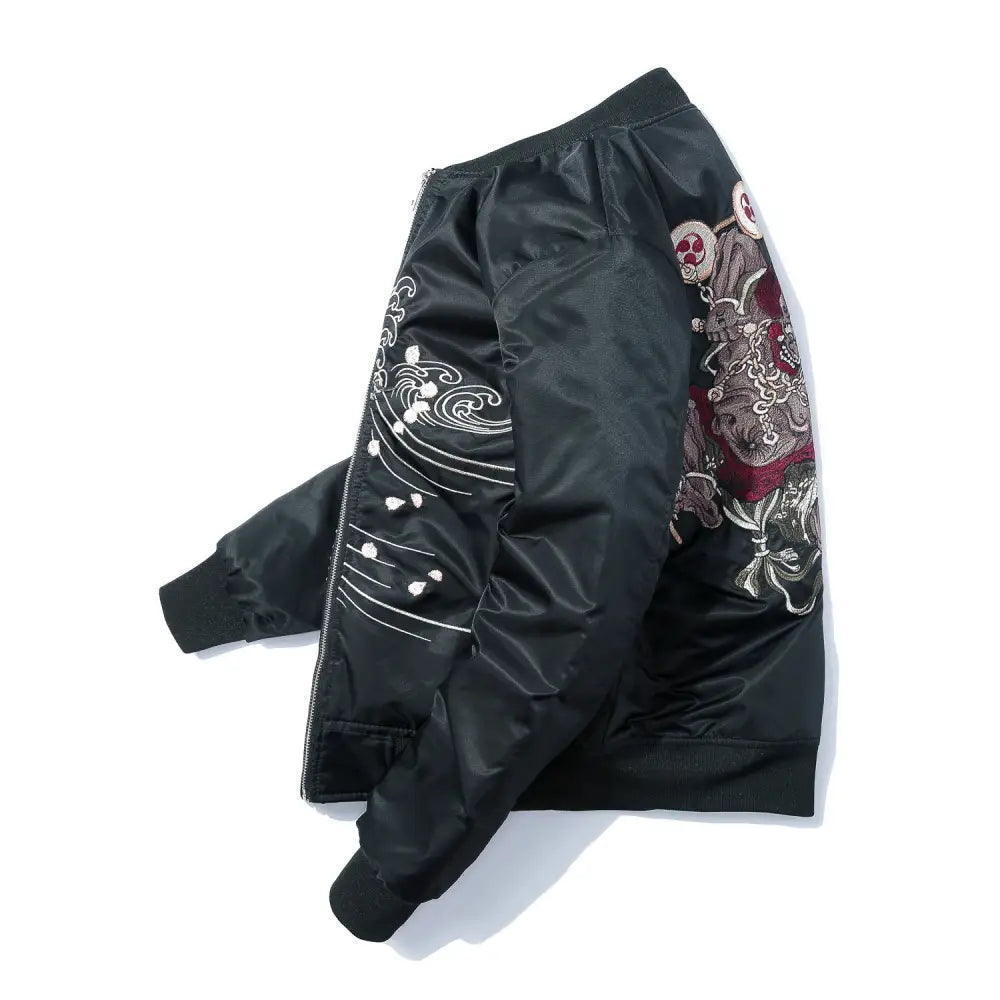 Japanese Demons Embroidered Bomber Jacket - Jackets