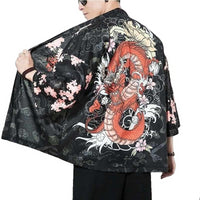 Thumbnail for Japanese Dragon Sakuras Kimono - KIMONO