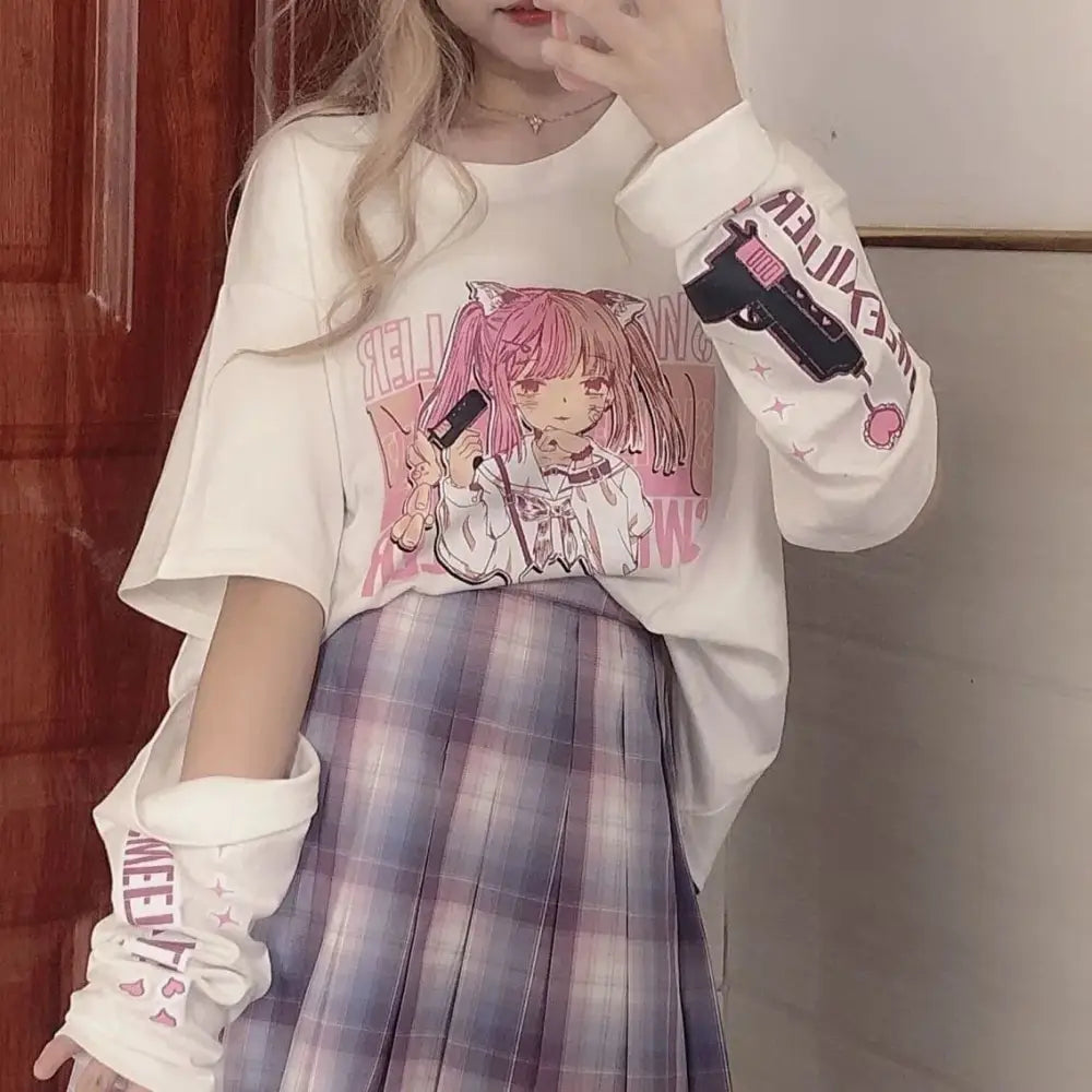 Japanese E Girl Anime T-Shirt - UrbanWearOutsiders