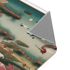 Japanese Edo-Inspired Silk Area Rug with Cherry Blossom