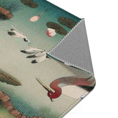 Japanese Edo-Inspired Silk Area Rug with Cherry Blossom