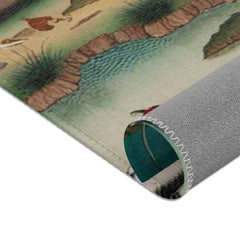 Japanese Edo-Inspired Silk Area Rug with Cherry Blossom