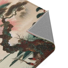 Japanese Edo-Inspired Silk Area Rug with Cherry Blossom