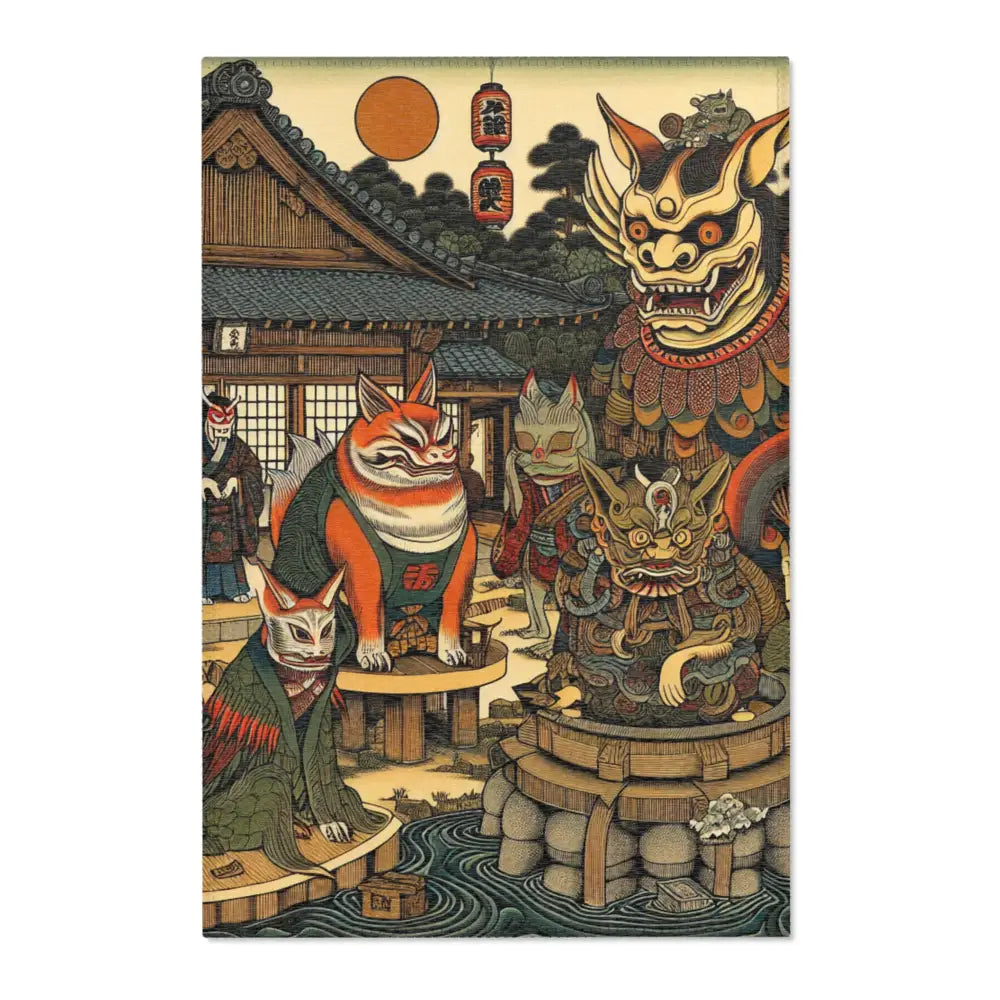 Japanese Folk Art Rug Showcases Traditional Yokai