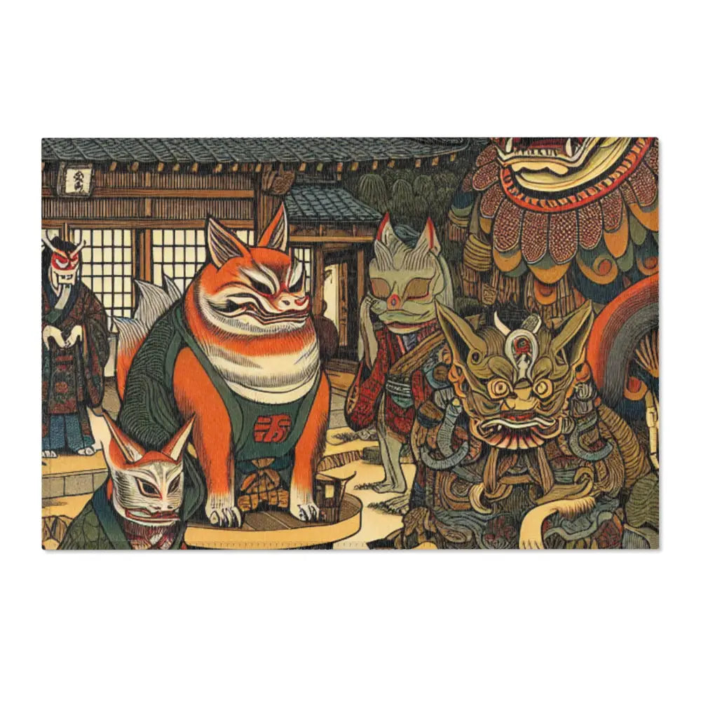 Japanese Folk Art Rug Showcases Traditional Yokai