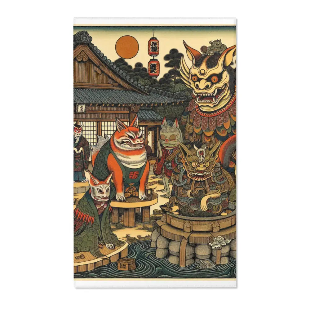 Japanese Folk Art Rug Showcases Traditional Yokai