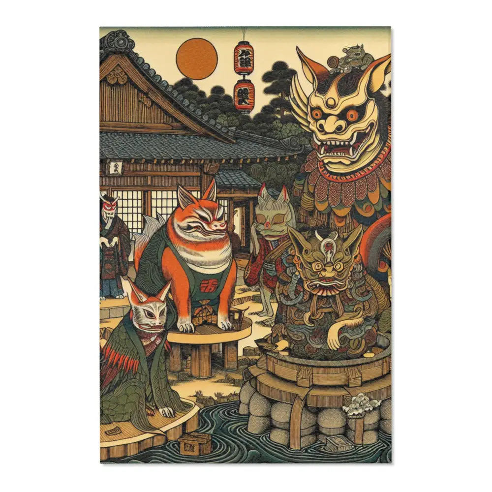Japanese Folk Art Rug Showcases Traditional Yokai