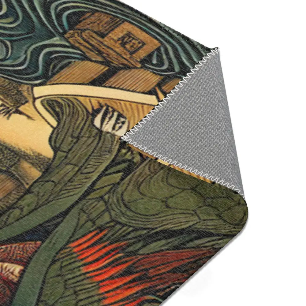 Japanese Folk Art Rug Showcases Traditional Yokai Characters