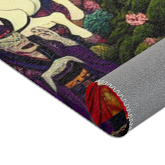 Japanese Folklore Area Rug with Cherry Blossom Design