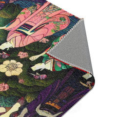 Japanese Folklore Area Rug with Cherry Blossom Design