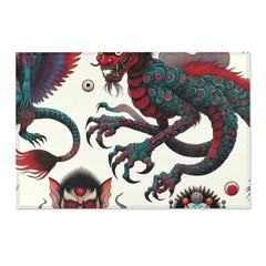 Japanese Folklore Area Rug with Vibrant Yokai Imagery 36’’