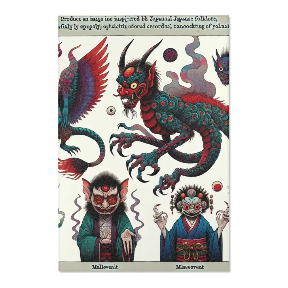 Japanese Folklore Area Rug with Vibrant Yokai Imagery 48’’