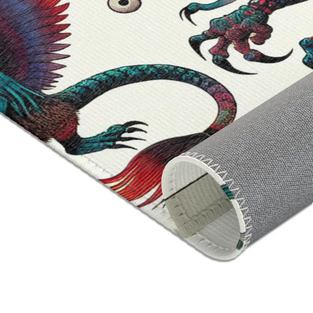 Japanese Folklore Area Rug with Vibrant Yokai Imagery