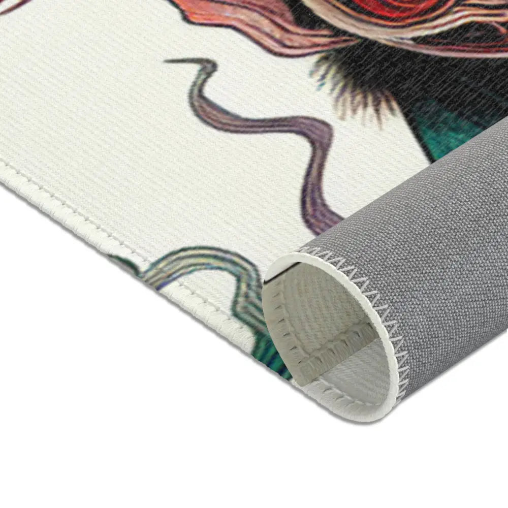 Japanese Folklore Area Rug with Vibrant Yokai Imagery