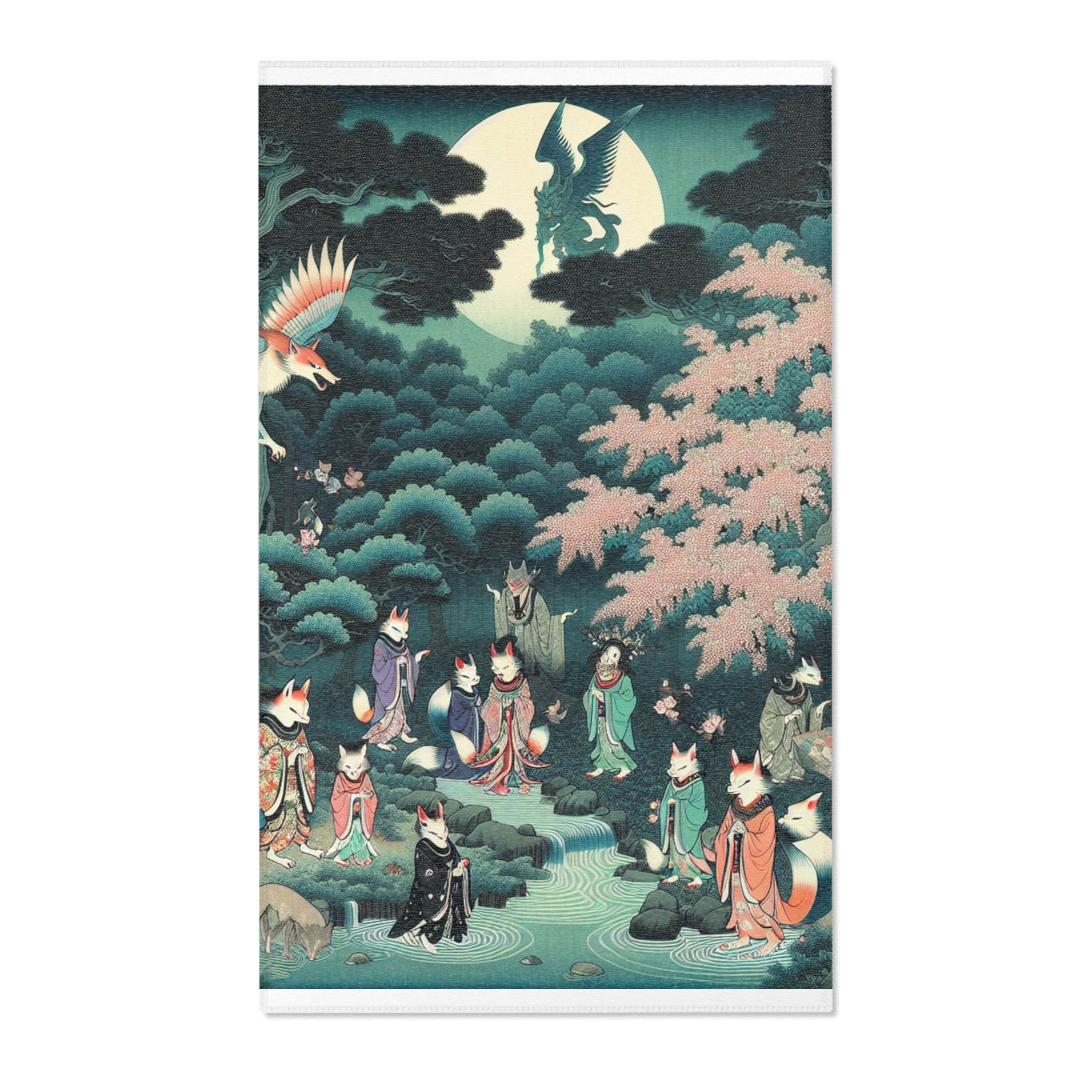 Japanese Folklore Area Rug with Yokai Design 36’’ × 60’’