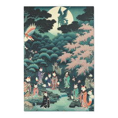 Japanese Folklore Area Rug with Yokai Design 48’’ × 72’’